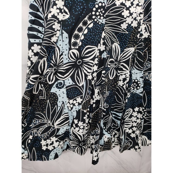 JM Collection Black Blue Floral Boho A Line Midi Skirt 14 - Picture 3 of 7